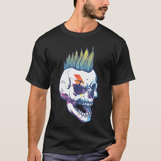 Iroquois Skeleton Scull Punk Rocker Halloween Part T-Shirt (Front)