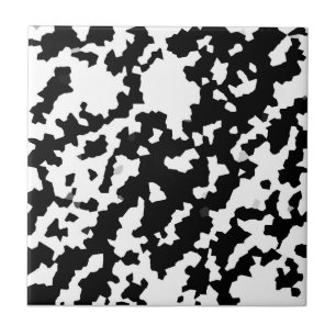 Irregular Abstract Mosaic Black and White Camo Ceramic Tile