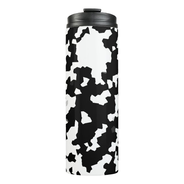 Irregular Abstract Mosaic Black and White  Camo Thermal Tumbler (Front)