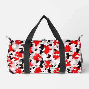 Irregular Abstract Pattern Red Black White Design Duffle Bag