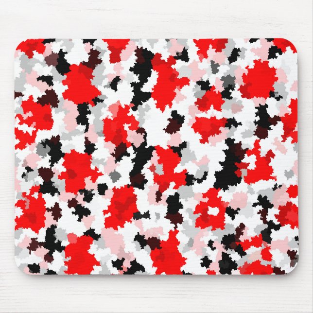 Irregular Abstract Pattern Red Black White Design Mouse Pad (Front)
