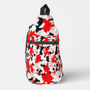 Irregular Abstract Pattern Red Black White Design Sling Bag