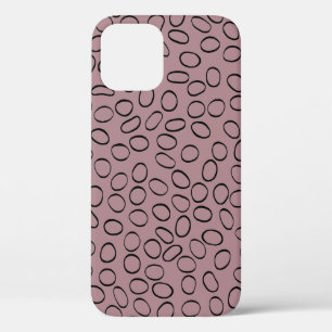 Irregular Black Circle Pattern on Pink iPhone 12 Case