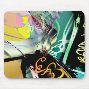 Irregular curved panorama of shapes and objects th mouse pad