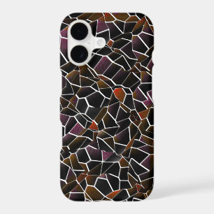 Irregular dark red brown mosaic mess upon white