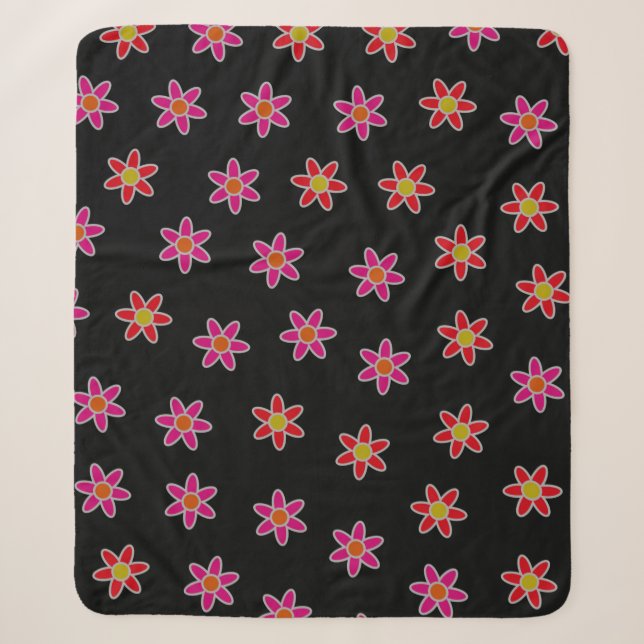 Irregular grassplot including blossoming osteosper sherpa blanket (Front)