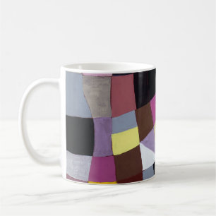 Irregular Grid: Violet-Yellow Abstract Painting. Coffee Mug