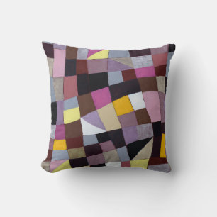 Irregular Grid: Violet-Yellow Abstract Painting. Cushion
