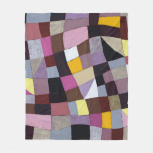 Irregular Grid: Violet-Yellow Abstract Painting. Fleece Blanket