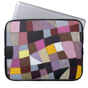 Irregular Grid: Violet-Yellow Abstract Painting. Laptop Sleeve