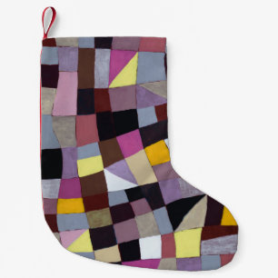 Irregular Grid: Violet-Yellow Abstract Painting. Small Christmas Stocking