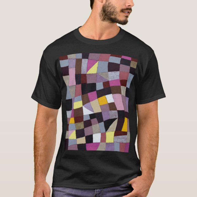 Irregular Grid: Violet-Yellow Abstract Painting. T-Shirt (Front)