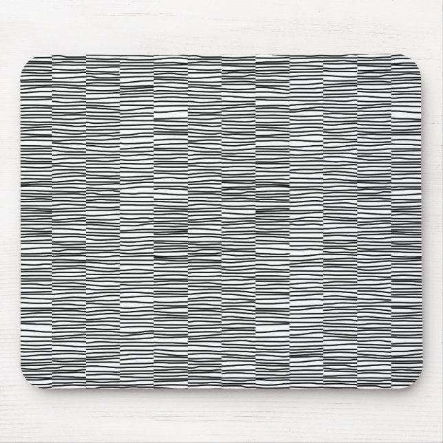 Irregular Lines - Black on White Mouse Pad (Front)