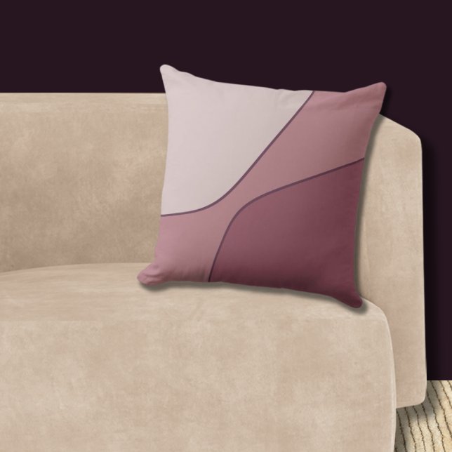 Irregular Pink & Violet Quarter Shapes   Cushion (Organic Shaped Pattern Pink Pillow)