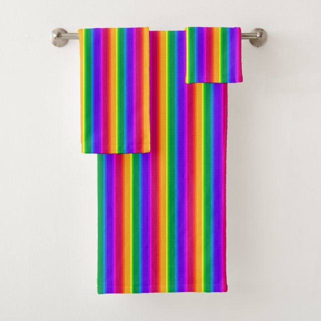 Irregular rainbow stripes bath towel set (Insitu)