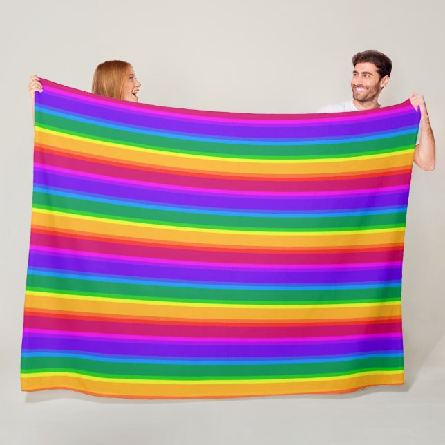 Irregular rainbow stripes fleece blanket (In Situ)