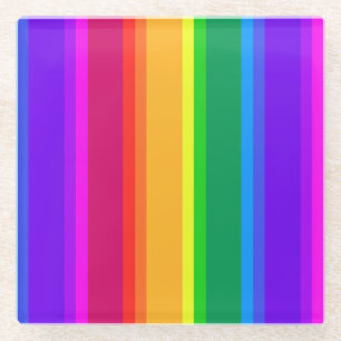 Irregular rainbow stripes glass coaster