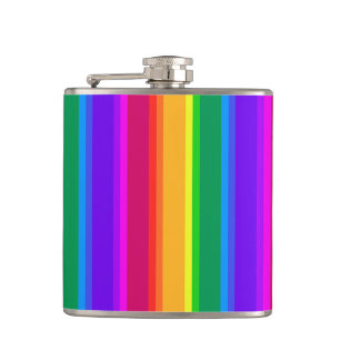 Irregular rainbow stripes hip flask