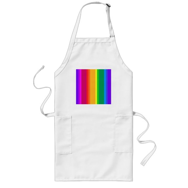 Irregular rainbow stripes long apron (Front)