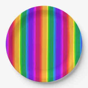 Irregular rainbow stripes paper plate