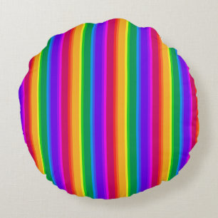 Irregular rainbow stripes round cushion
