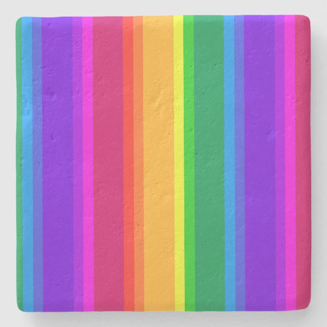 Irregular rainbow stripes stone coaster (Front)