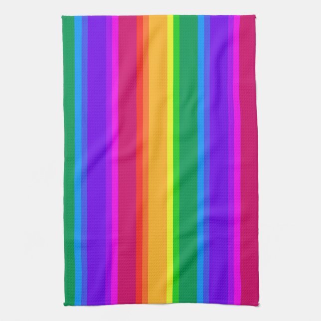 Irregular rainbow stripes tea towel (Vertical)