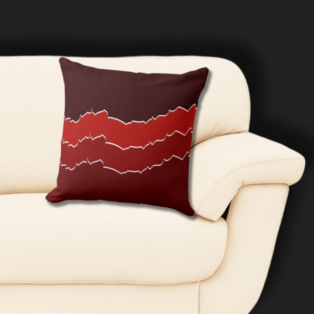 Irregular Red Torn Stripes  Cushion (Irregular Red Torn Striped Pillow)