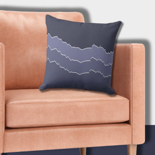 Irregular Ripped Cool Grey Blue Striped  Cushion