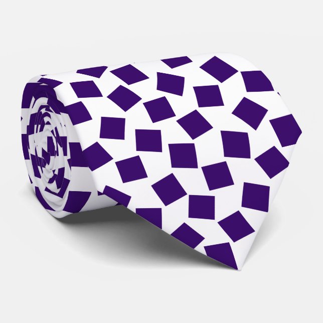 Irregular Squares - Deep Purple on White Tie (Rolled)