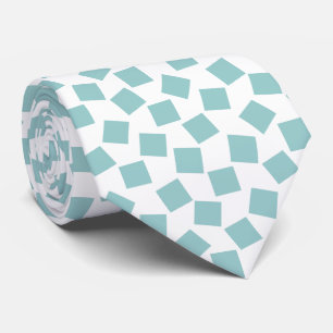 Irregular Squares - Light Blue Green on White Tie