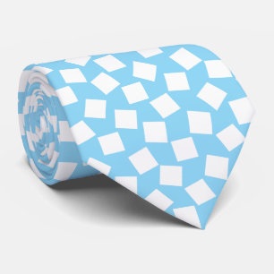 Irregular Squares - White on Baby Blue Tie