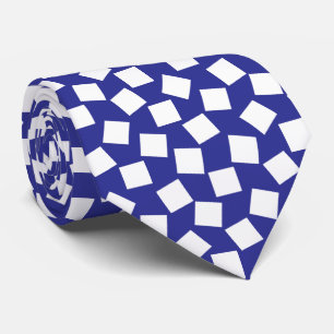 Irregular Squares - White on Deep Blue Tie