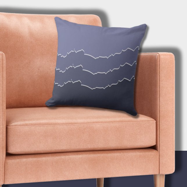 Irregular Torn Cool Blue Grey Stripes  Cushion (Irregular Torn Cool Blue Gray Striped Throw Pillow)