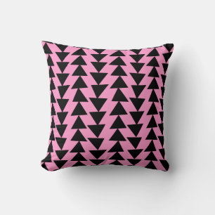 Irregular Triangles - Black on Pink Cushion