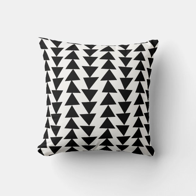 Irregular Triangles - Black on White Cushion (Front)