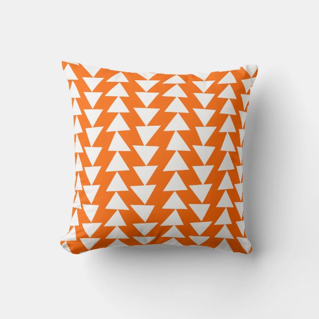Irregular Triangles - White on Orange Cushion (Front)