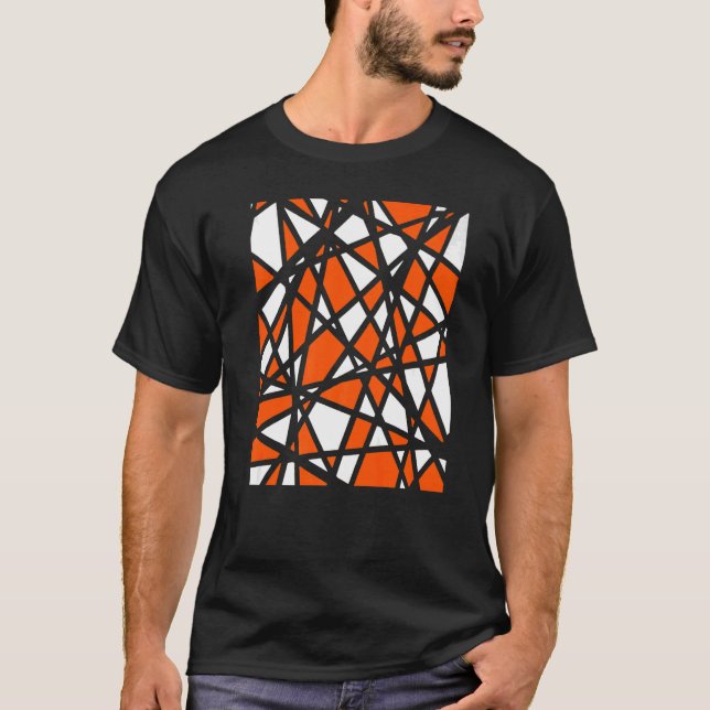 Irregular White Shapes With Orange Accents Abstrac T-Shirt (Front)