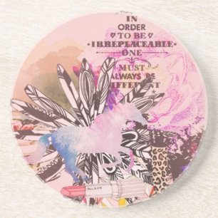 Irreplaceable, quirky kitsch girly art. coaster