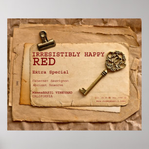 Irresistibly Happy Red Wine Poster! Poster
