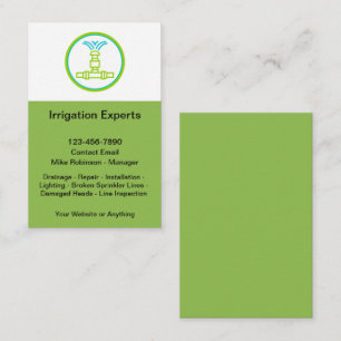 Irrigation And Sprinkler Systems Business Card