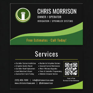 Irrigation Sprinkler Systems QR Code Business Card