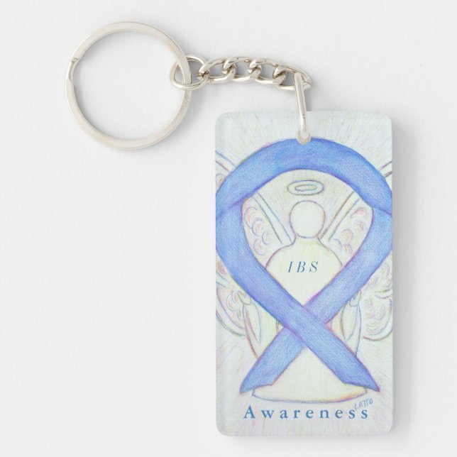 Irritable Bowel Syndrome Awareness Ribbon Keychain (Front)