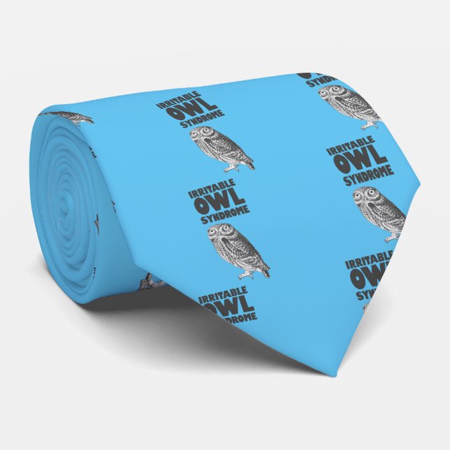 Irritable Owl. Funny pun Tie (Rolled)