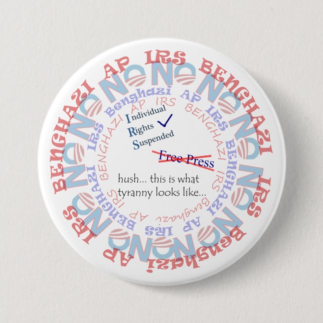 IRS Scandal HUSH 7.5 Cm Round Badge (Front)