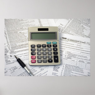 IRS tax forms with calculator Poster