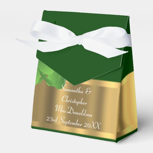 Irsh Green and gold  wedding Favour Box (Front Side)