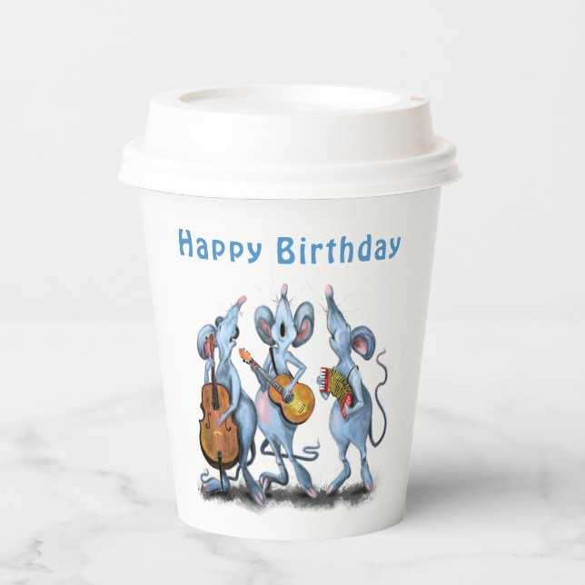 irthday Paper Cups Funny Mouse Music Band (Front)