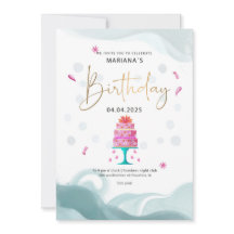 irthday Party Invitation | Pink Cake Theme | Custo