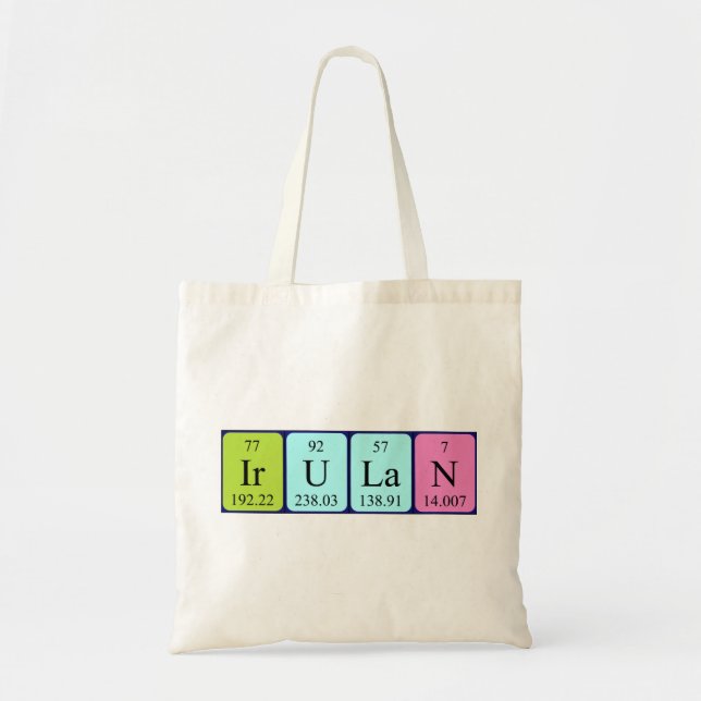Irulan periodic table name tote bag (Front)